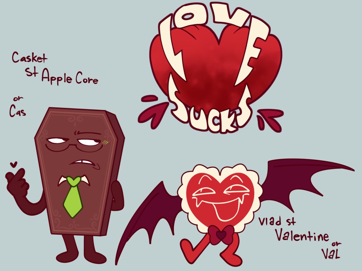 goopytomfoolery's tweet photo. @freaky_blade BWAHAHAHA I did have this as a concept once but gave up on it-
It was called “love sucks”
And the two hosts were the representation of the “good” and “bad” of relationships. https://t.co/XBMU9yoqpm