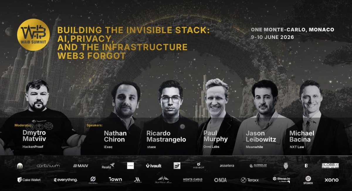 HackenProof's tweet photo. See you in Monaco soon, @WAIBSummit 🇲🇨 

On June 10, @DmytroMatviiv will moderate the panel “Building the Invisible Stack: AI, Privacy, and the Infrastructure Web3 Forgot” alongside @MikeBacina, @LeboBTC, @CGO_Staex, Nathan Chiron and Paul Murphy.

📅 Dates: June 9–10, 2026 
📍 Location: Monaco  

Looking forward to insightful discussions and new connections. 

 #WAIBSummit #Monaco #Web3 #AI #Privacy #HackenProof