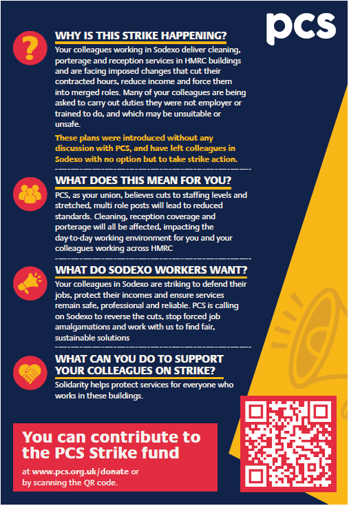 PCS_NI's tweet photo. Our @pcs_union members in Northern Ireland working for @SodexoUK_IRE in @HMRCgovuk will be taking industrial action from 4-17 June.

Support the workers - support the strike! https://t.co/EUZyYhMAV1