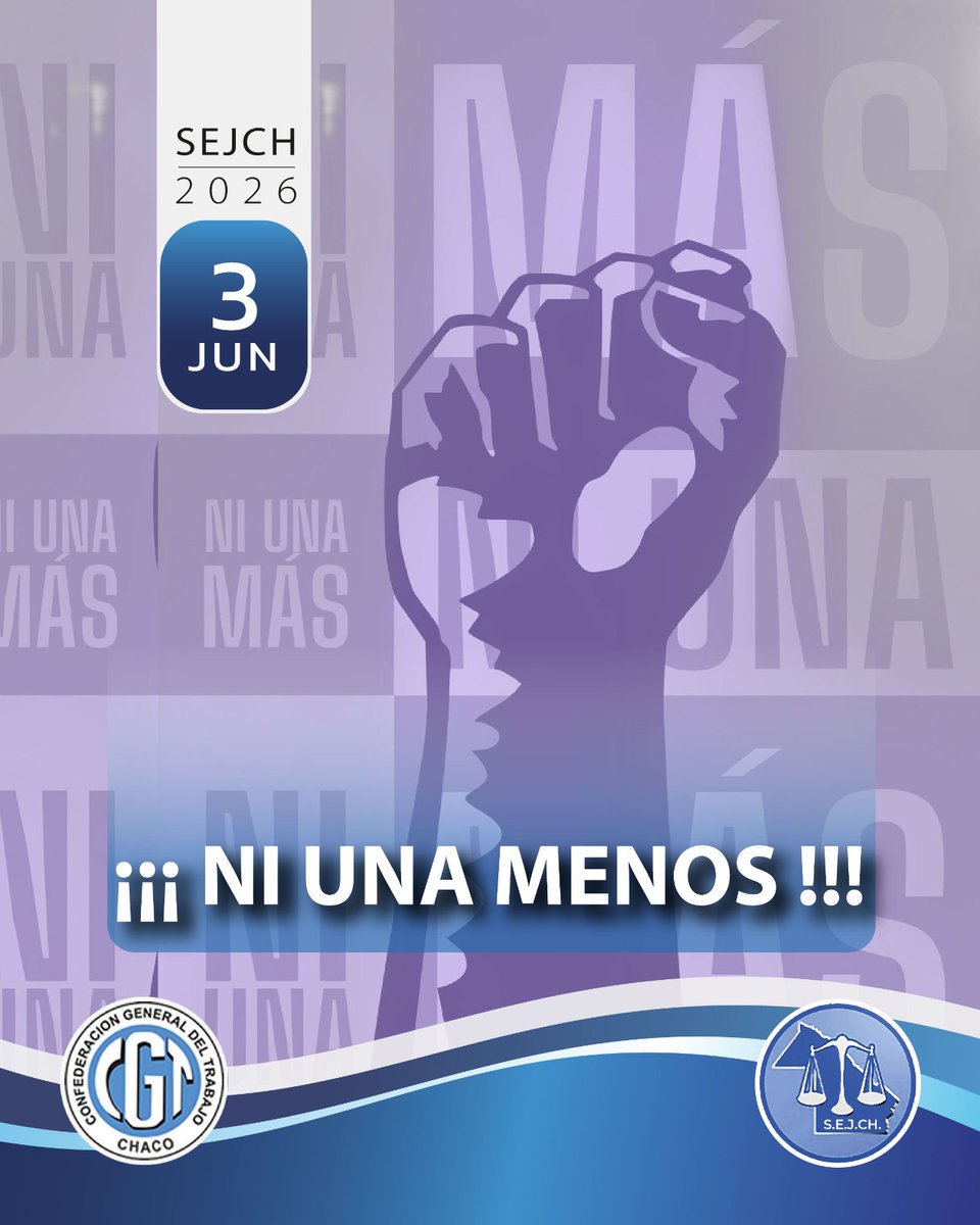 SEJChaco's tweet photo. 𝟑 𝐝𝐞 𝐉𝐮𝐧𝐢𝐨 – 𝐍𝐢 𝐔𝐧𝐚 𝐌𝐞𝐧𝐨𝐬

A 11 años del primer grito colectivo de 𝐍𝐢 𝐔𝐧𝐚 𝐌𝐞𝐧𝐨𝐬, seguimos reafirmando nuestro compromiso con la construcción de una sociedad libre de violencias, donde la igualdad, el respeto y la justicia sean derechos efectivos para https://t.co/CoV4XGCZxC