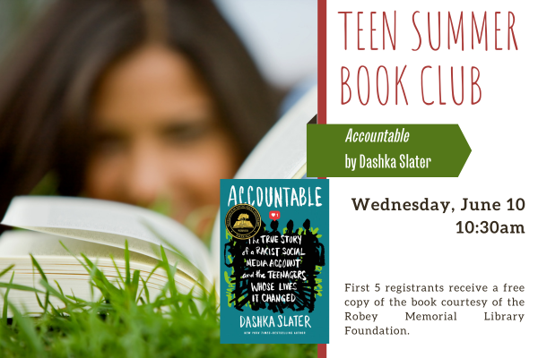 WaukonLibrary's tweet photo. 📚☀️ Teens—join us for Teen Summer Book Club on Wednesday, June 10 at 10:30 AM.
June discussion: Accountable by Dashka Slater
Come for the conversation, share your thoughts, &amp; connect with other readers this summer! ✨https://t.co/2NO2zoBCmo https://t.co/yMzstYCC6v