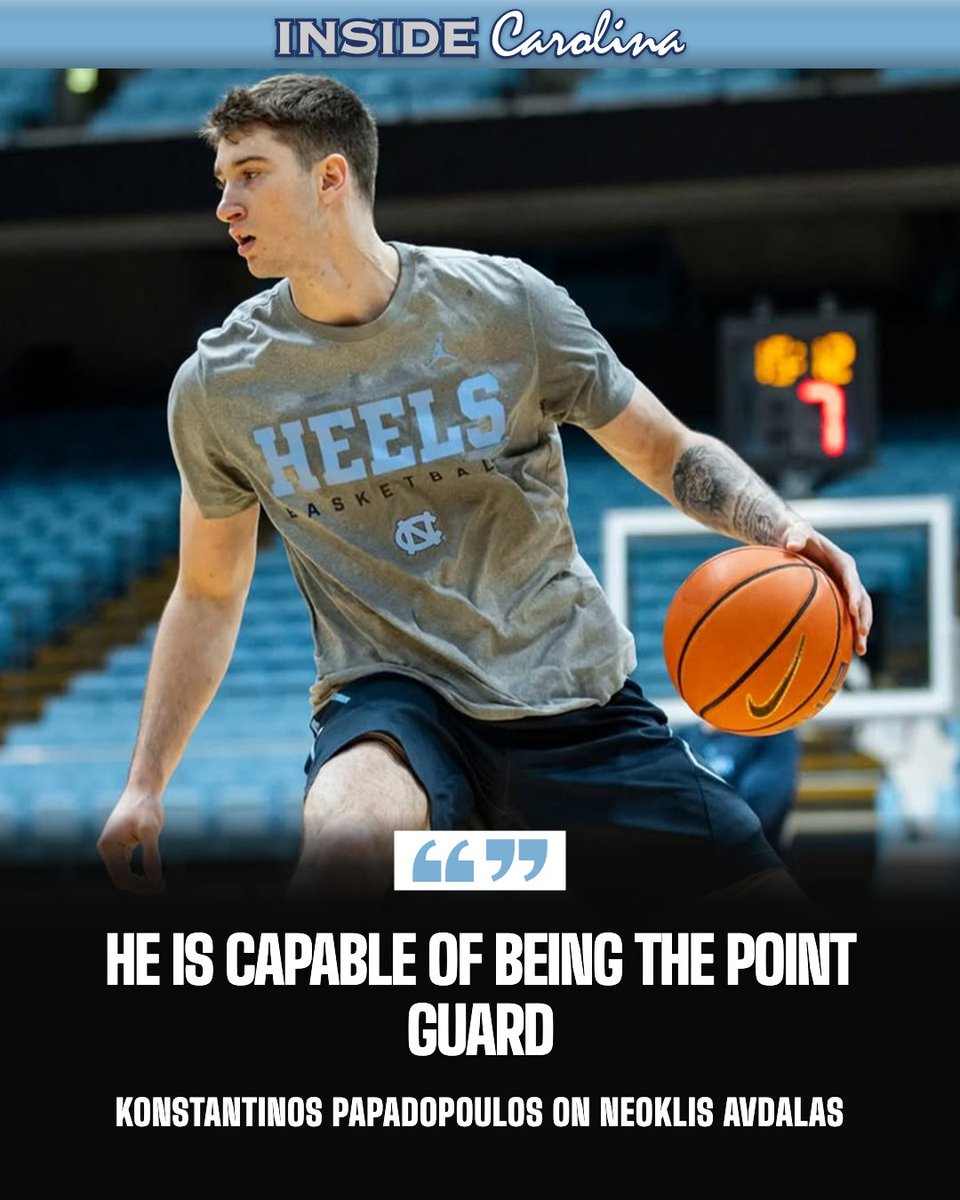 InsideCarolina's tweet photo. NEW: Neoklis Avdalas is already participating in summer workouts at UNC, displaying his unique game as a 6-foot-9 facilitator.

Those that have coached for and against him explain what to expect this season in Chapel Hill.

Read: https://t.co/Vzu3pp4Dhy https://t.co/kbuJ1iIk5F
