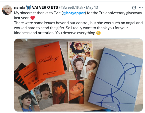 hotyapper's tweet photo. As for the winners of my giveaways, I have said this before: I do not like to announce the winners publicly for a few reasons. Privacy for the winners + many people do not answer + visibility is low but my giveaways are authentic and no, they are not all 'my friends' (but considering my winners could be oomfs, does that make it rigged/unfair automatically?) these are individuals from recent GAs who have won: