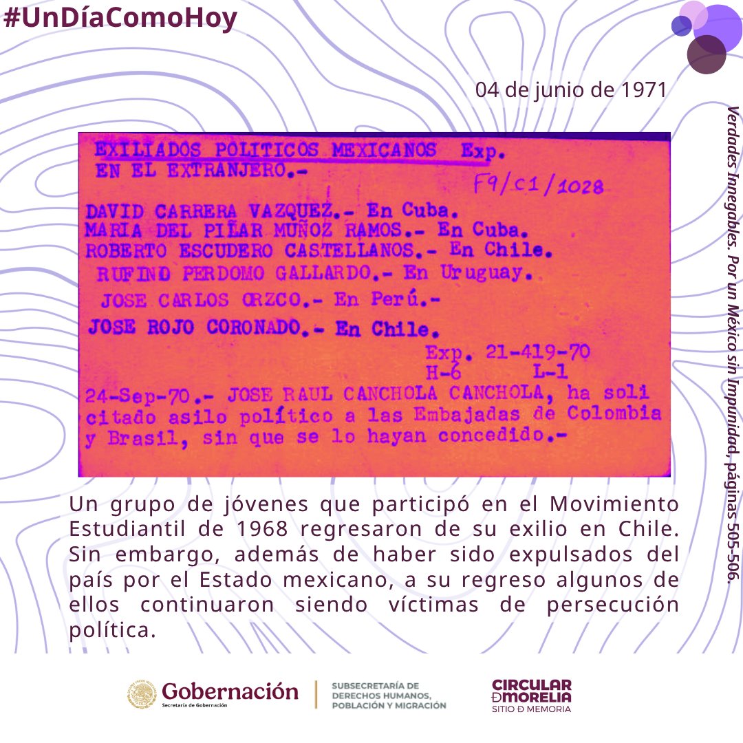 memoriacircular's tweet photo. #UnDíaComoHoy 📅📰
Este recurso pedagógico tiene como finalidad contribuir a la recuperación de la memoria histórica, a través de la difusión y preservación de los testimonios y acontecimientos relacionados con el periodo de violencia política de Estado. https://t.co/PyygOYjgGo