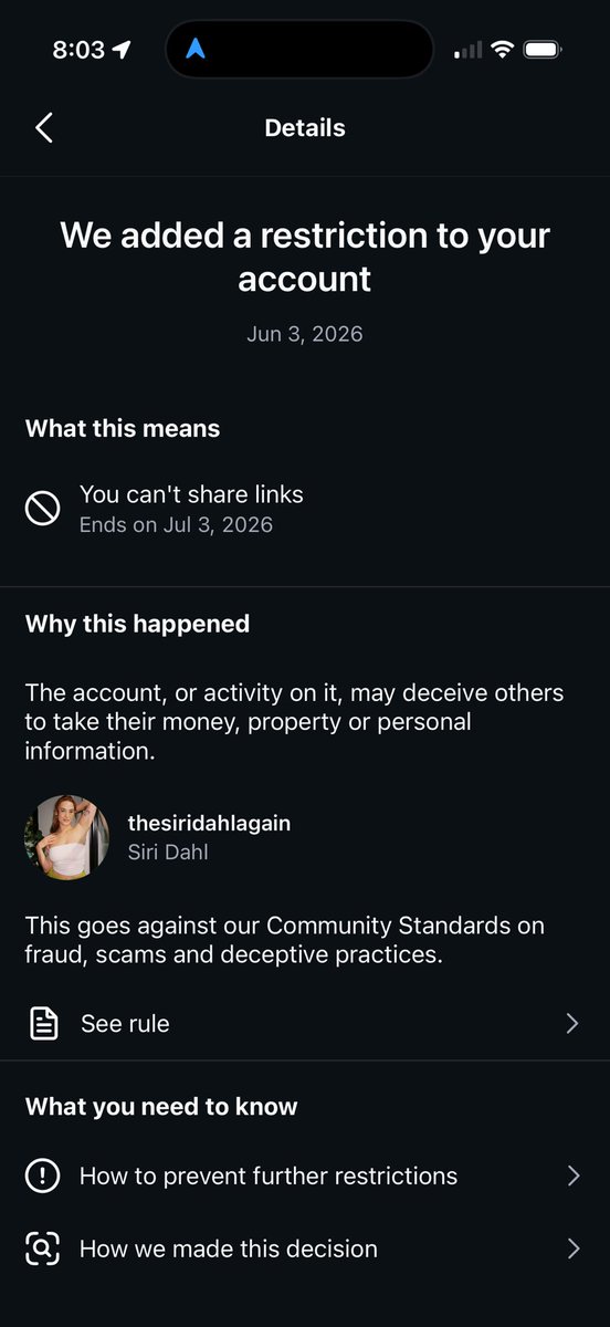 thesiridahl's tweet photo. Please go follow  https://t.co/4owhkX6sWp 
RIGHT NOW bc I’m getting an “imminent account deletion” vibe from fucky Zucky. 

It seems like IG’s new strategy to censor SWers is to flag anyone who also has an OF account as committing “fraud” which is absolutely wild when you consider that our country is being robbed blind by the most corrupt fraudster of all time and nobody in power gives a shit.