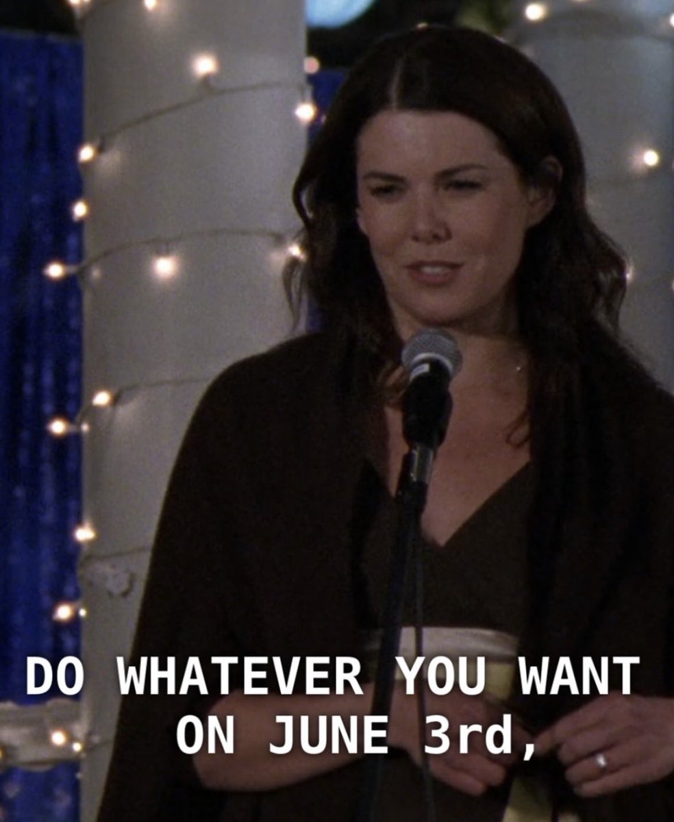 CurrentGilmore's tweet photo. Happy (?) June 3rd to everyone!!! https://t.co/88Y9b0F59w