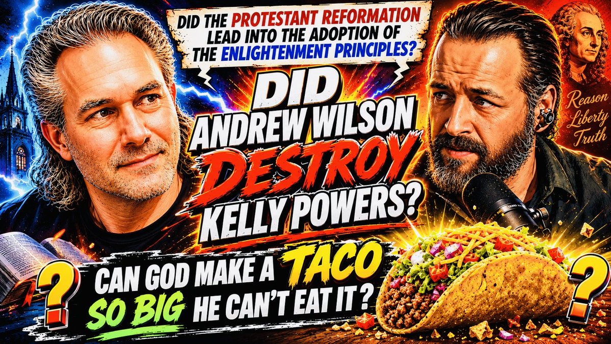 KellyPowersBPA's tweet photo. Did the Protestant Reformation lead to the adoption of the enlightenment principles, thus causing a lack of authority for the Church and Tradition, thus causing an autonomy of one self to be his own authority, as a result leading to egalitarianism, and from that over the years did the Protestant Reformation have a big hand in the development process causing a dysfunctional society up to our modern day? 

These were the claims from Andrew Wilson yesterday.   Are these things true? What impact on the world did the Protestant Reformation have, and for Christianity? Did Andrew Wilson destroy me in this debate and prove his claims? Tonight I’ll be going over this and addressing things I did have planned to share yesterday that I didn’t get to which makes a huge difference in this debate conversation, and proves why the Protestant Reformation was a good thing for Christianity and for the world.   

I will also open up the mic for people to join to share their thoughts, observations, objections, and continue this discussion for those interested.   Here is the link for today at 5pm Pacific Standard Time https://t.co/PT1tXKvfQw 

If you can join that be great and if you like to share and repost that is appreciated.  Lord bless.  

@rockreborn22 @BibleInContext1 @james_bert_mill @biblecia @ChristianKingTV @Exposit_TheWord @farmingandJesus @cp4jesus @LizzieMarbach @OnceLost @needGod_net @sake_zilla @taco_talks @tayman47 @5SolasMissy