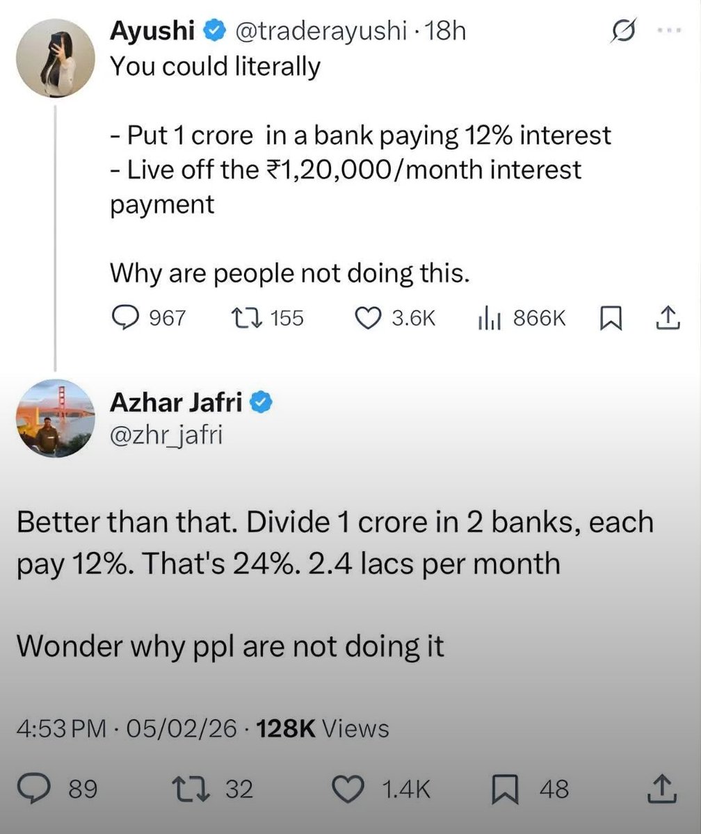 hiarun02's tweet photo. Bro discovered double interest and broke the banking system https://t.co/CLk8B31UFf