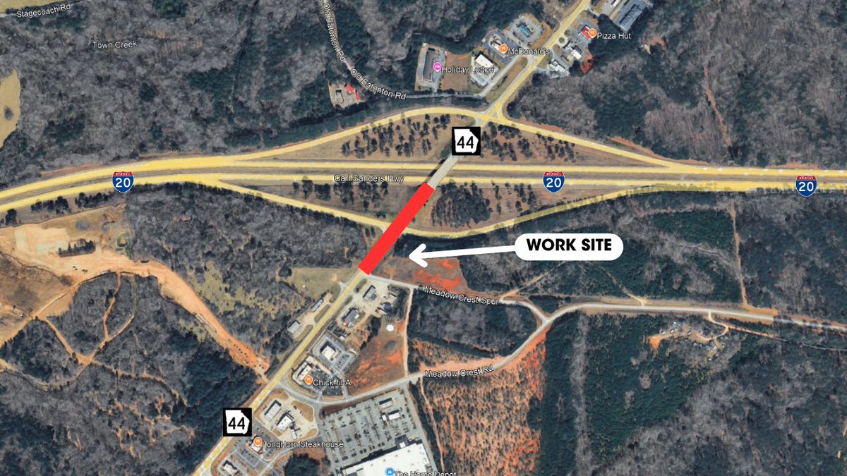 GDOTEast's tweet photo. Greene County: Pittman Construction Company has scheduled lane closures on Thursday, June 4 as part of the SR 44 widening project.

The contractor will mill between Meadow Crest Spur and I-20 beginning at 9:00 a.m. Thursday. All work will be done no later than 4:30 p.m. https://t.co/7JPZbStkj4