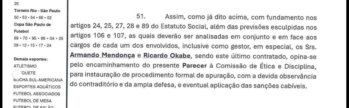TelecoSCCP's tweet photo. O @armandoadv , vice do @Corinthians MENTIU descaradamente para a @mariliaruiz agora pouco, falou que no Parecer da Comissão de Ética não teria falado no art. 106 e 107.

Só que a imagem abaixo, do parecer, evidencia o contrário.

Despreparo do Armando do Bazar é algo que beira ao impressionante.