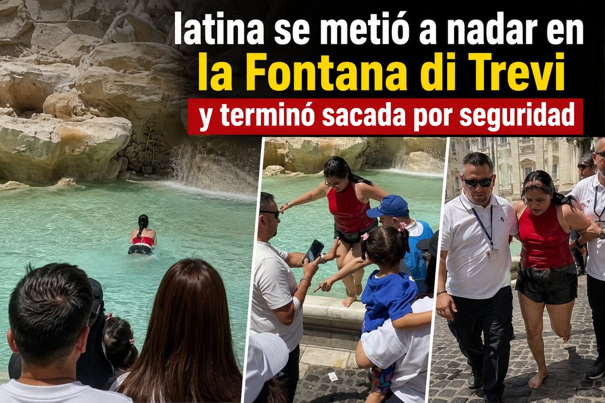ElCold2's tweet photo. 🚨 Turista latina se metió a nadar en la Fontana di Trevi y terminó sacada por seguridad 🚨

El 27 de mayo de 2026, en Roma, Italia, una turista que habría sido identificada en redes como Jenifer Soto protagonizó una escena que generó polémica en la Fontana di Trevi. Según medios internacionales, la mujer sería originaria de Paraguay, aunque en algunas publicaciones también fue presentada como colombiana.

El video muestra el momento en que ingresó al agua del monumento y fue retirada por personal de seguridad. La conducta violó las reglas del lugar, que prohíben nadar o entrar a la fuente, y por eso terminó bajo intervención de la Policía italiana.

#Roma #Italia #FontanaDiTrevi #Turista #Paraguay #Colombia #Viral #Seguridad #elcold