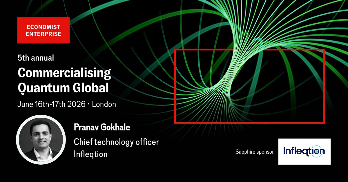 infleqtion's tweet photo. How can quantum technologies strengthen national security and critical infrastructure?

📅 June 16 | 11:15–12:15 GMT

Join Infleqtion's Pranav Gokhale and Economist Enterprise's  Jonathan Birdwell for an interactive roundtable examining the growing role of quantum technologies in defense, secure communications, sensing, navigation, and critical infrastructure resilience.

The discussion will explore how organizations can move from quantum experimentation to deployment, where sensing technologies are delivering value today, and whether preparations for Q-Day are keeping pace with evolving security needs.

While you're at the event, stop by  Economist Events: Commercialising Quantum Booth L7 to experience Infleqtion's neutral atom quantum technology and meet our experts.

If you are attending the event and wish to meet with the Infleqtion team, request a meeting at this link:  https://t.co/Dz5Z2Mgh3x 

#EconQuantum