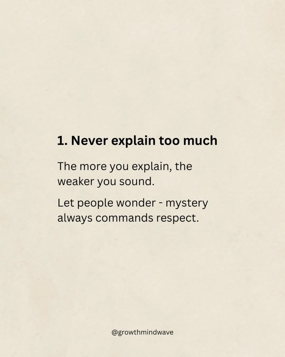 WisdomStoics's tweet photo. 18 LAWS OF POWER:
(Most People Don't Know)

1. Never explain too much https://t.co/Oz8FPqGJei