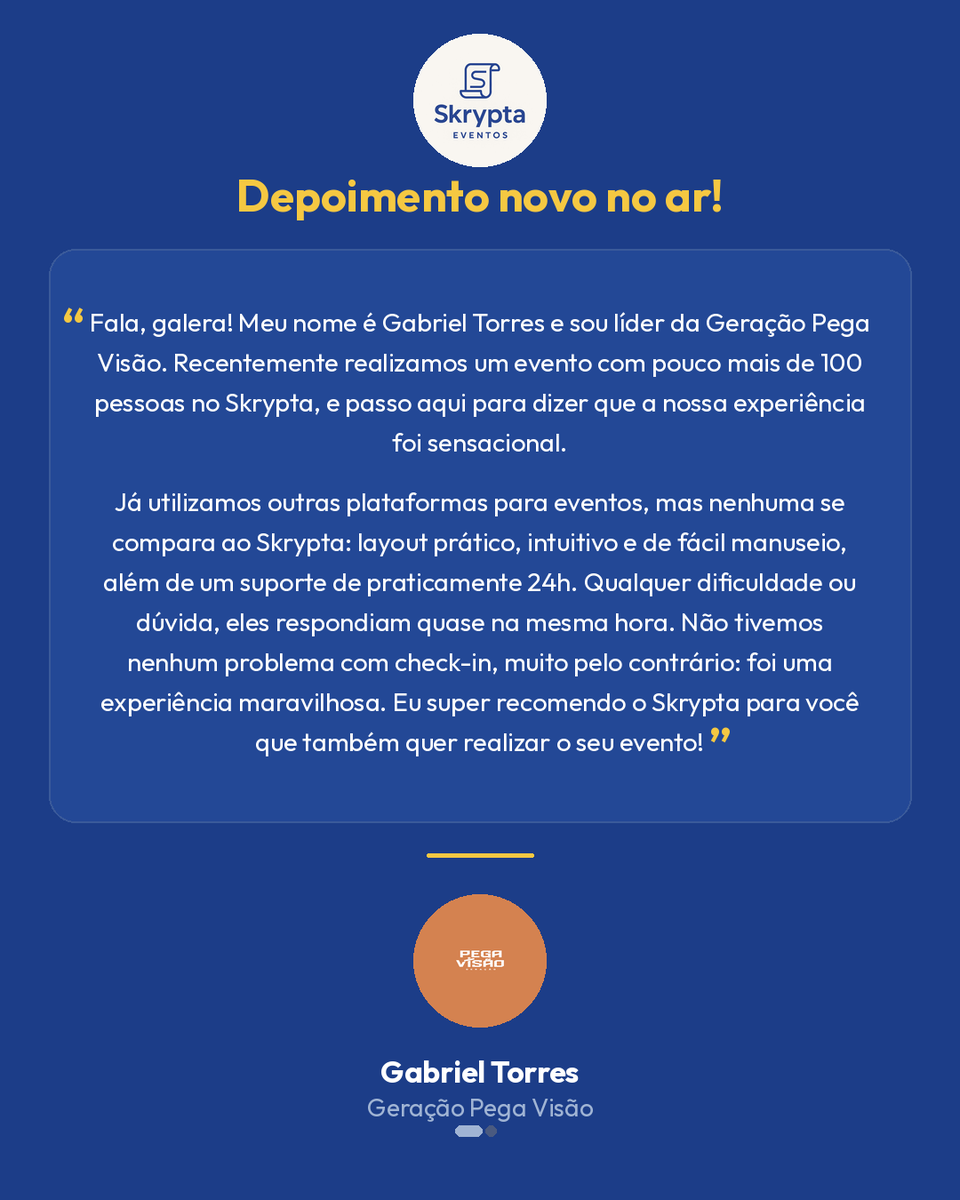 skryptaeventos's tweet photo. Agradecemos ao Gabriel Torres e à equipe da Confra Pega Visão 2026.1 pela confiança no nosso trabalho.

Que a próxima edição seja ainda mais especial. Conte com a gente nessa caminhada!

https://t.co/FtdrtQuOlO

#skrypta #skryptaeventos #eventos #igreja https://t.co/7uJQ6RpSwV