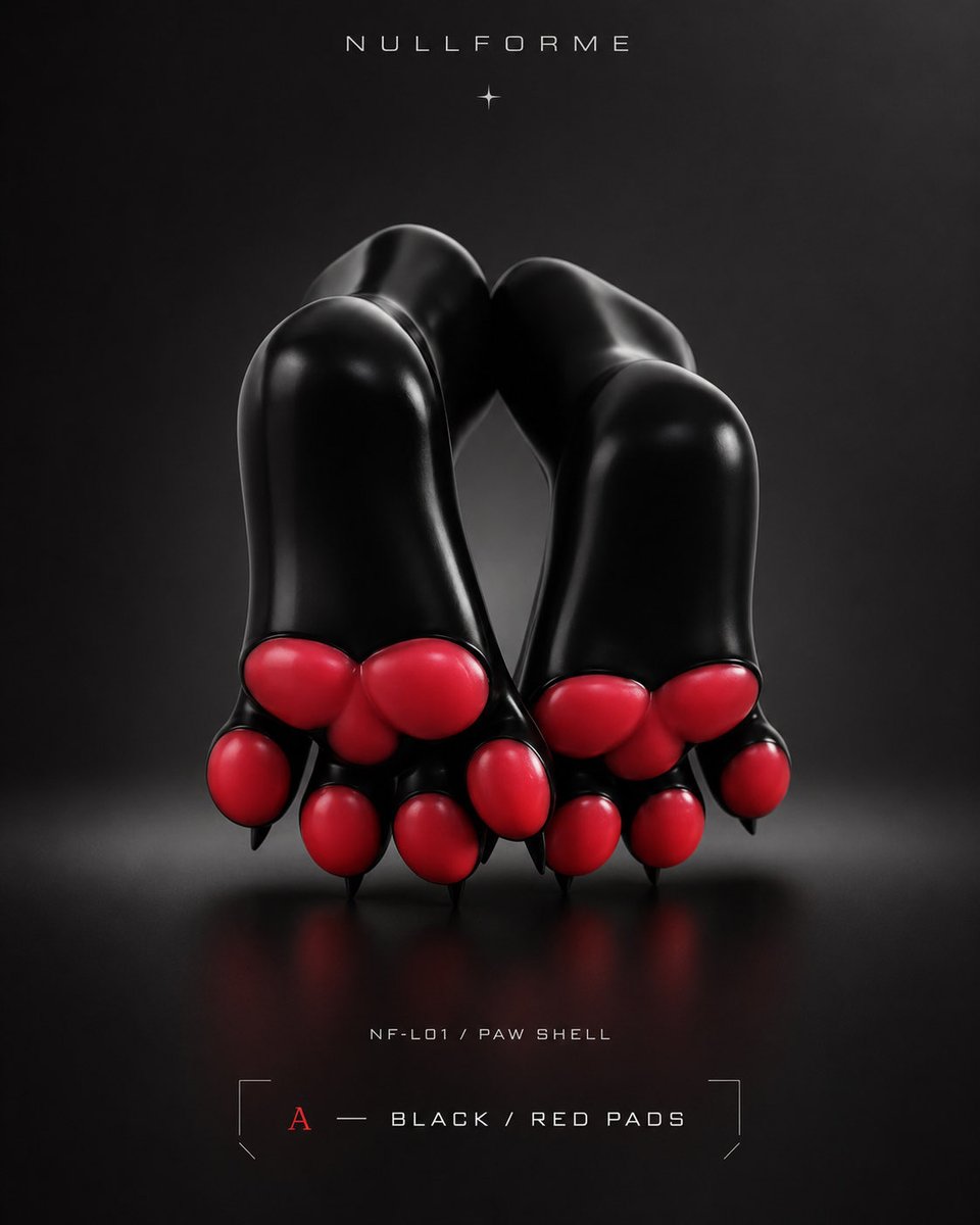 Nullforme01's tweet photo. 𝐍𝐄𝐖 🐾 𝐒𝐍𝐄𝐀𝐊 𝐏𝐄𝐄𝐊
NF-L01 / PAW SHELL

Shiny black or sterile white. 💦
Thick beans. Sharp claws.

Which prototype enters Batch 001?

A — BLACK / RED PADS
B — STERILE WHITE

Comment A or B below. 👇
#silicone #paws #pupplay #furry #nullforme https://t.co/xZGBpQdKef
