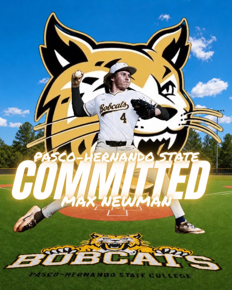 Max_Newman7's tweet photo. I am so blessed to announce my commitment to Pasco Hernando State College. All glory goes to God for this opportunity and putting my family, friends and coaches right beside me through this process. Go Bobcats! https://t.co/VcMVEohLlQ