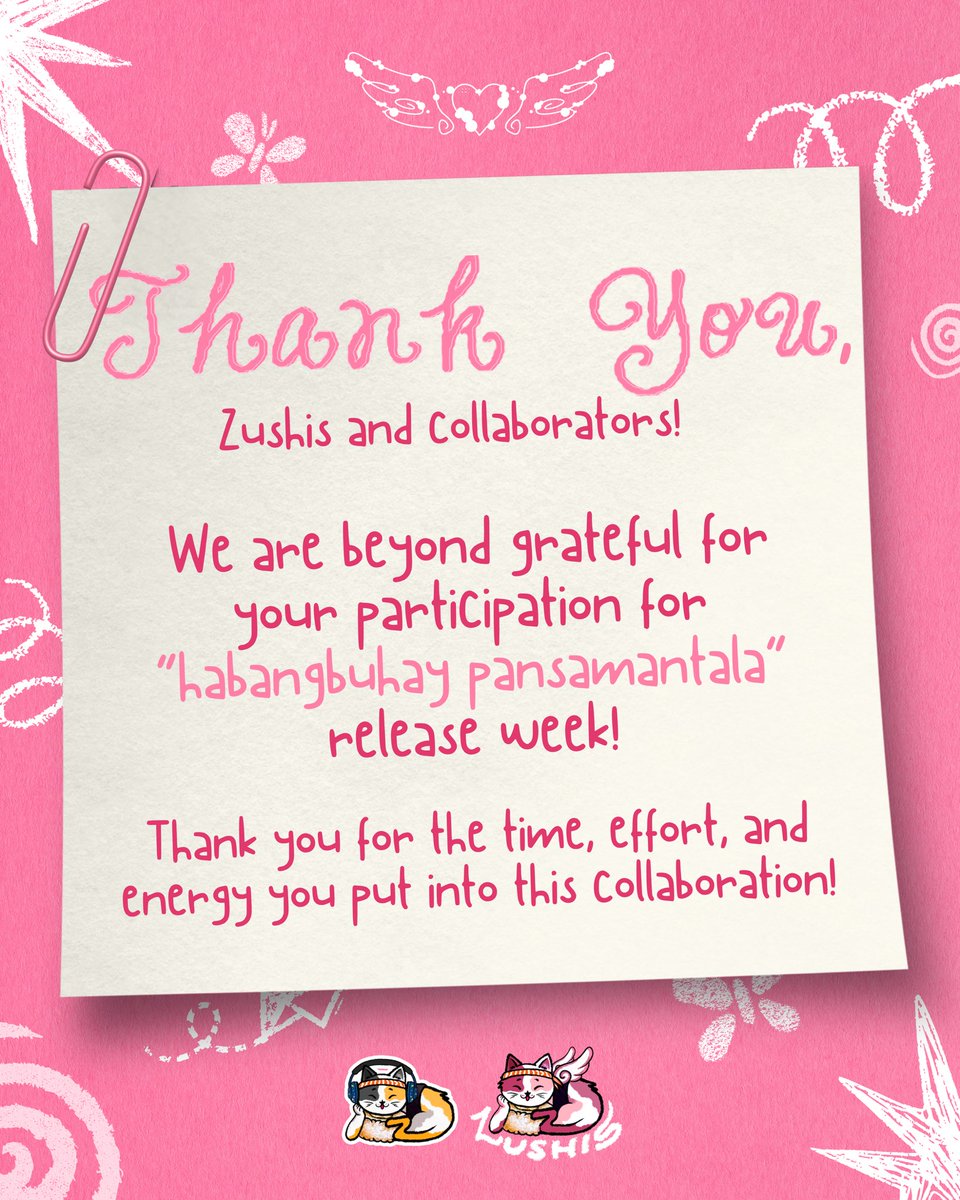 zushisofficial_'s tweet photo. [🩷]

⋆˚₊ 𖤓 as we wrap up our fan activities for habangbuhay pansamantala’s release week, all the love for every Zushi and fandoms who’ve joined us! ☽˚.⋆

#habangbuhaypansamantala
#hpsp #Maki
@clfrnia_maki https://t.co/V3n5booPca