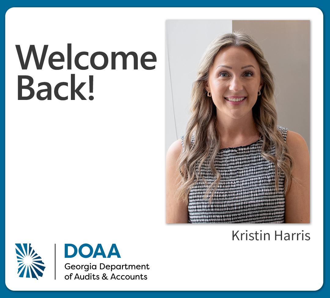 GA_Audits's tweet photo. DOAA is pleased to welcome back Kristin Harris! We're excited to have her return to the team and look forward to the valuable contributions she'll make.

Learn more about our job openings at https://t.co/MGQu3GJdTz. https://t.co/JQCdoX3Trt