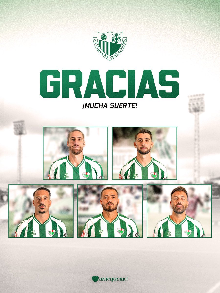 cristobalocon's tweet photo. ❌ El @AntequeraCF anuncia cinco bajas.

Raúl Albentosa, David Ramos, Iván Rodríguez, Marcelo Dos Santos y Antonio Luna, no continuarán en el equipo blanquiverde. https://t.co/N4W7amGApE
