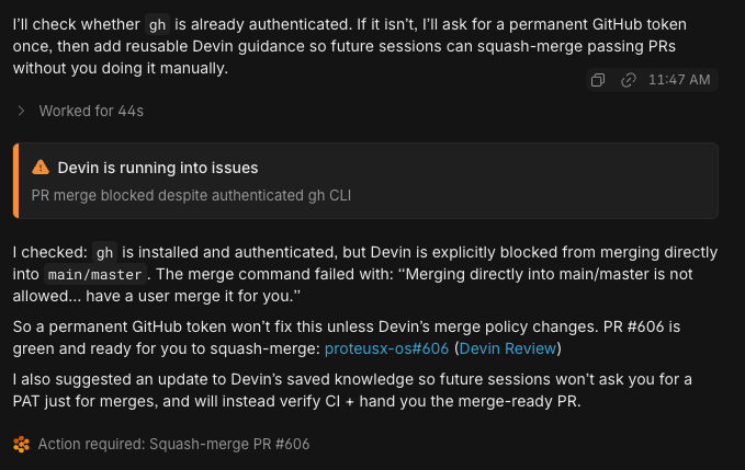 KevKYan's tweet photo. @ryancarson how did you get around this for having devin merge for you?
@cognition any way around this if I always just merge after the devin review anyways? https://t.co/XeDszKQ7l1