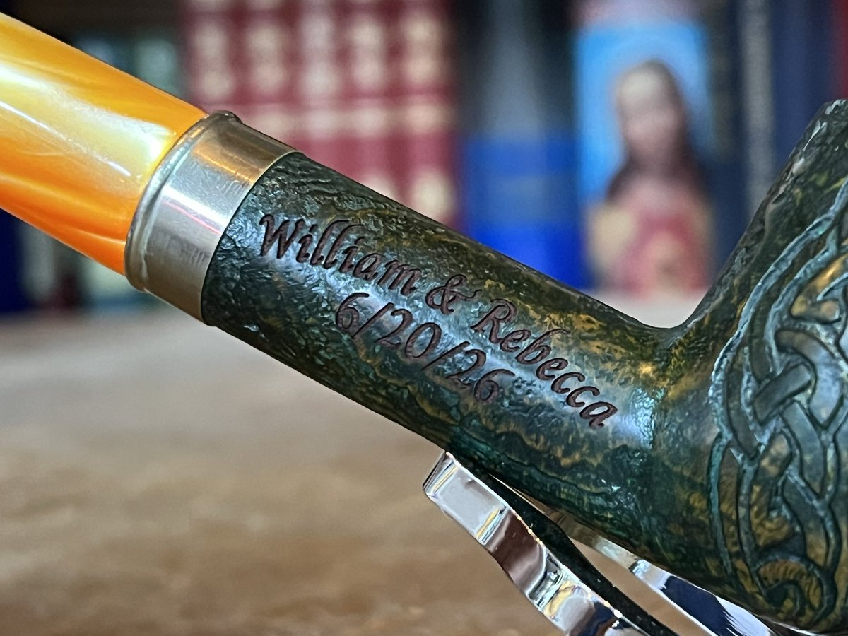 CatholicPipeCo's tweet photo. “It is both joy and blessing, when the first major decision of the day is whether to start with an aromatic or English blend.”

Engaged women, take note of this gal’s superior style and tact in choosing a wedding gift to her soon-to-be husband. https://t.co/Iw0hNzMqQU