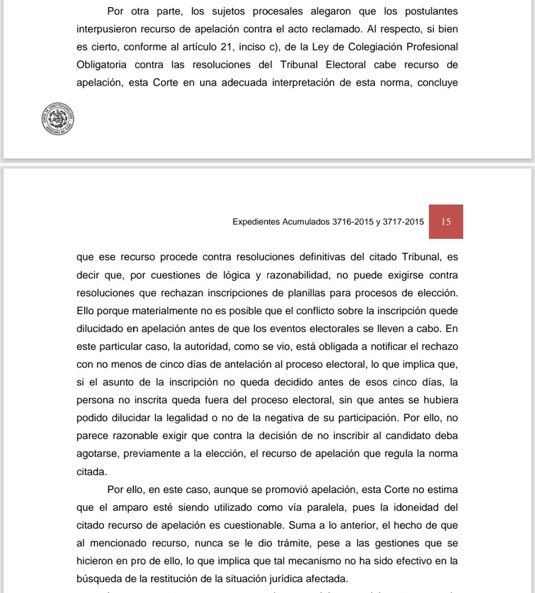 MonterrosoJavi's tweet photo. La CC había fijado criterio con el voto favorable de Dina Ochoa de que no era necesario agotar definitividad en los casos de elecciones en los colegios profesionales antes del amparo pues la apelación no era un recurso efectivo e idoneo, ayer la misma magistrada cambio criterio https://t.co/QdscsBY7HT