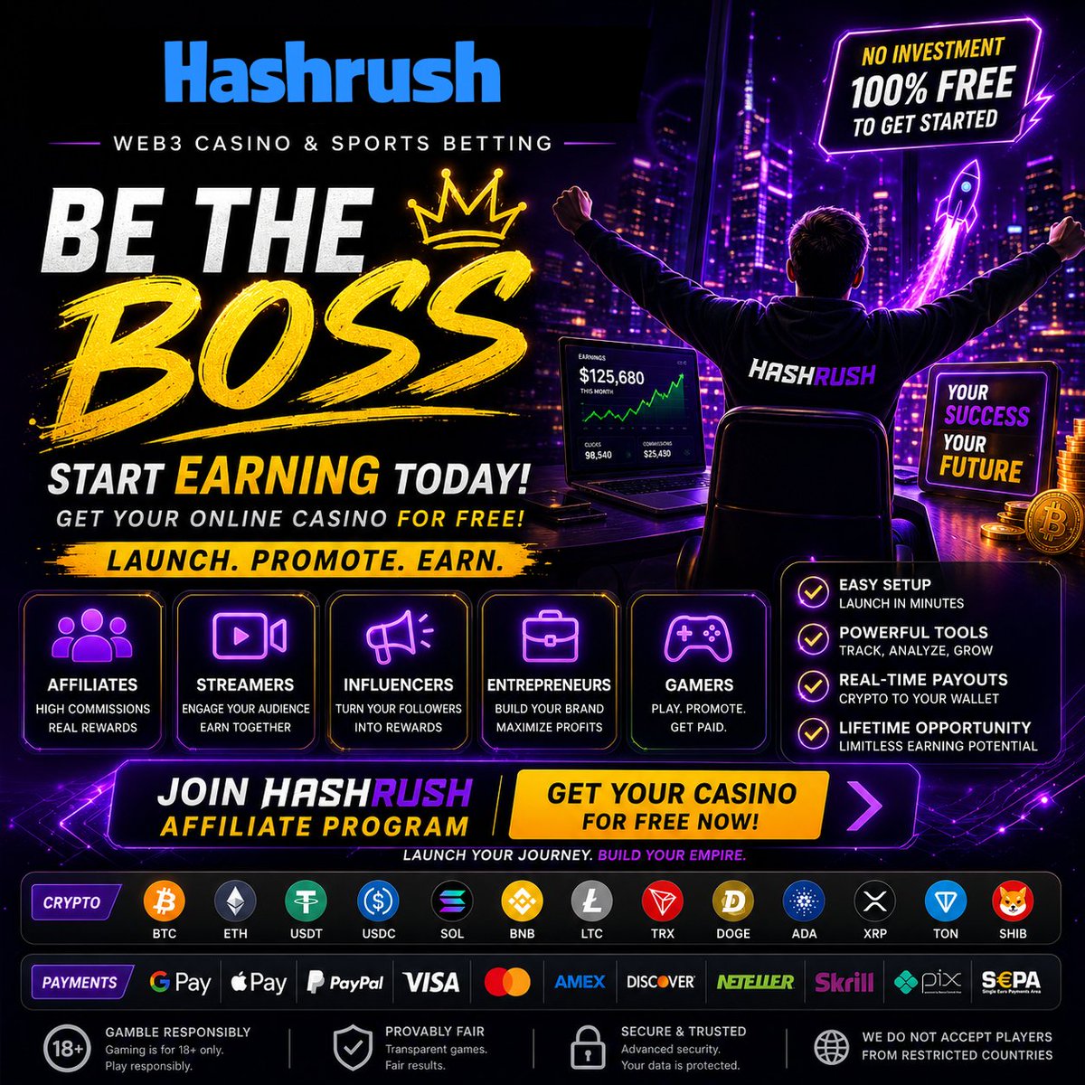 Hashrush_Web3's tweet photo. 🤖 AI builds your casino in 1 minute.

Be the Boss 👉 https://t.co/9QURasA3g7

💰50% Rev Share
📈Earn from affiliates
🎰Casino + Sportsbook
🆓Free to launch

Accepted #BTC #ETH #USDT #USDC #DOGE #LTC #ApplePay #GPay #PayPal...

Launch. Promote. Earn.

#AffiliateMarketing #Web3 https://t.co/elLIUWujxS