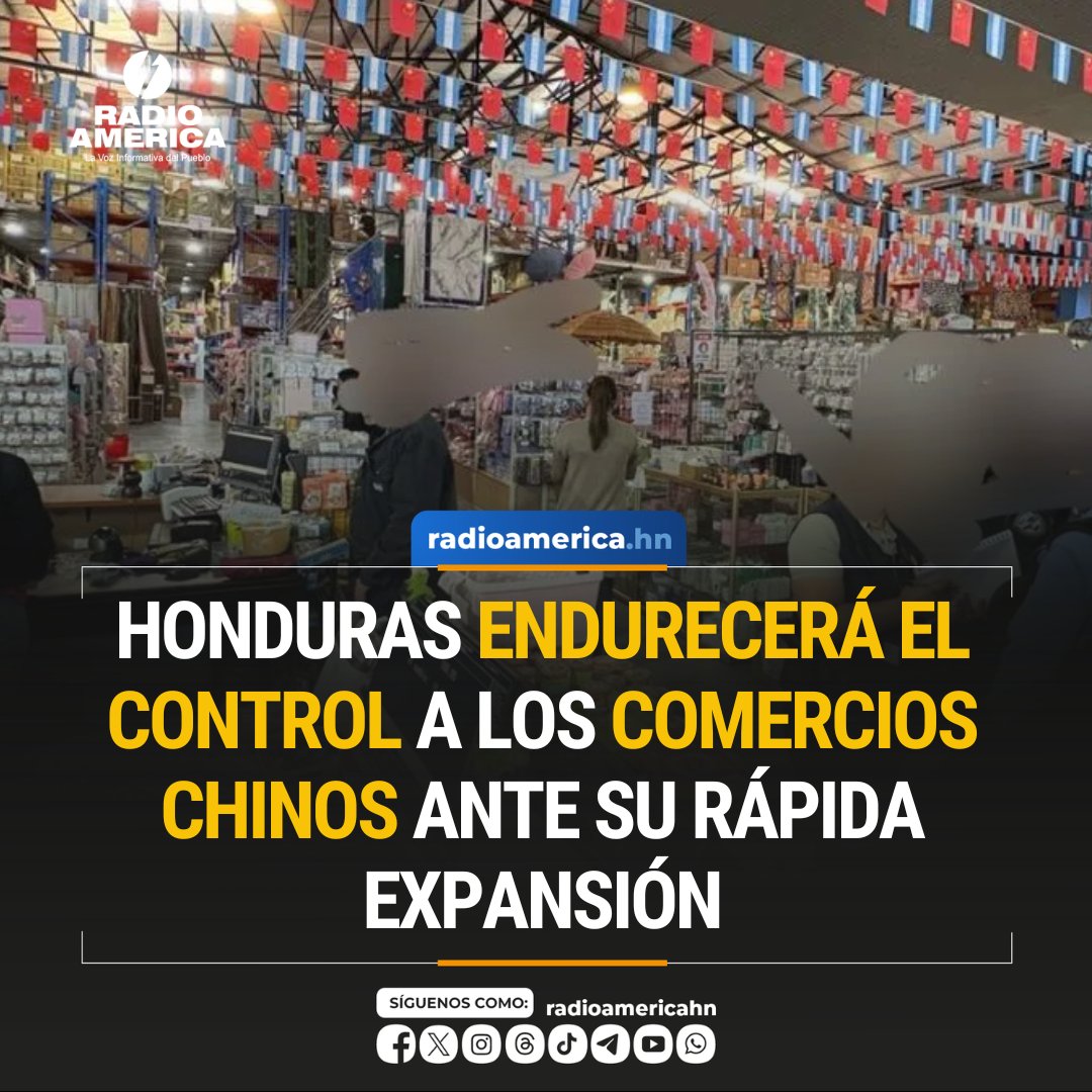 radioamericahn's tweet photo. Honduras endurecerá el control y la fiscalización sobre los negocios de origen chino ante su rápido crecimiento tras la apertura de relaciones con Pekín en 2023, una medida que cuenta con el respaldo de la gran empresa pero despierta recelos entre las micro, pequeñas y medianas empresas (Mipymes).

La iniciativa legislativa, aprobada la semana pasada tras ser presentada por el diputado oficialista Mario Pérez, instruye a las autoridades a auditar de inmediato la legalidad de estos comercios, el cumplimiento del pago de impuestos, el origen y control de sus importaciones, el estatus migratorio del personal y la posible fuga de divisas.

🔗Más detalles... https://t.co/0xyzwSN6Fv

#AméricaNoticias #Honduras