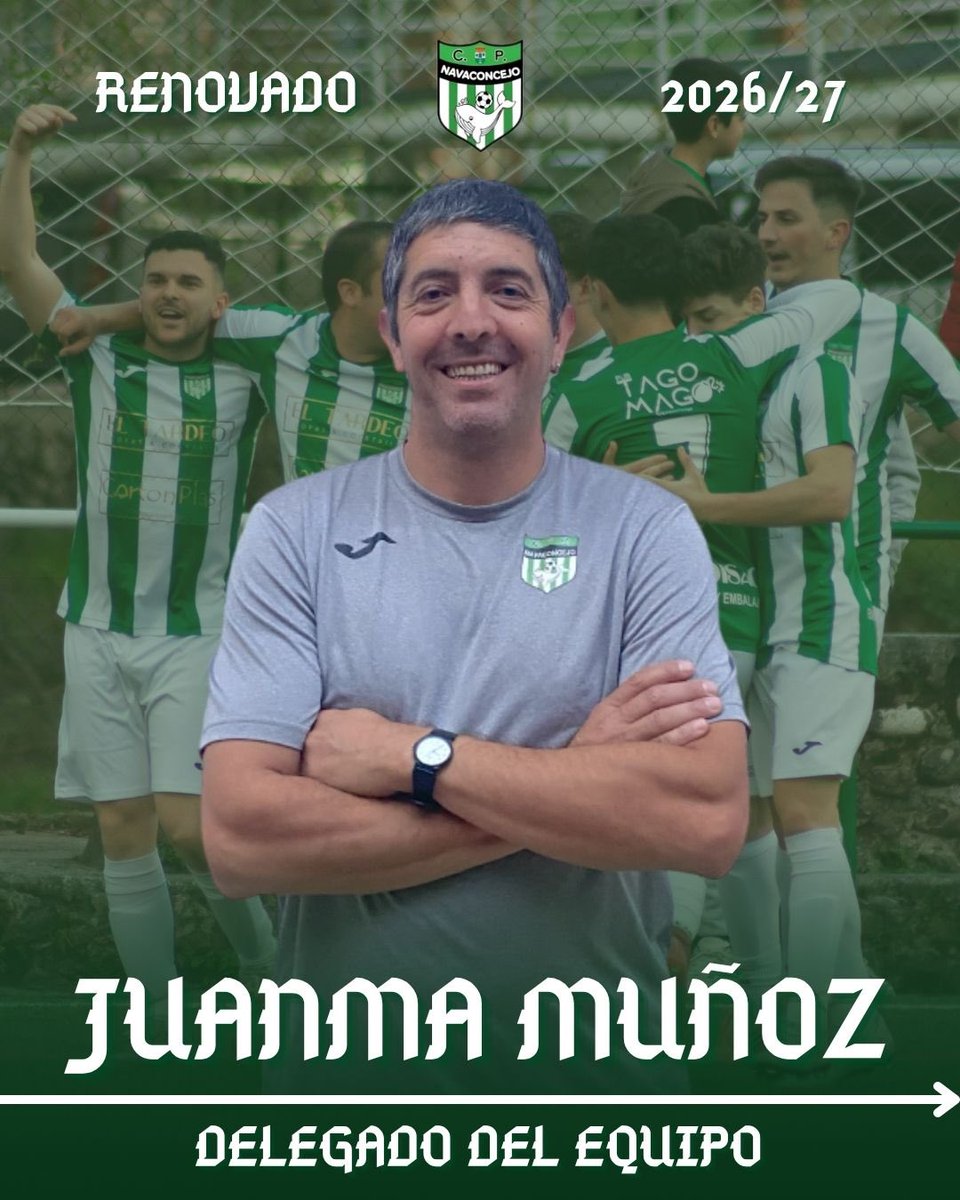 CPNavaconcejo's tweet photo. 🟢 JUANMA RENOVADO ⚪️

⚡️Juanma Muñoz renueva como Delegado del Equipo para la temporada 26/27.

🆕 Juanma afrontará su 4ª temporada en el cargo.

Aúpa La Ballena 💚🤍
Que bonito es ser de La Ballena 🐳 https://t.co/tgwY2dITbK