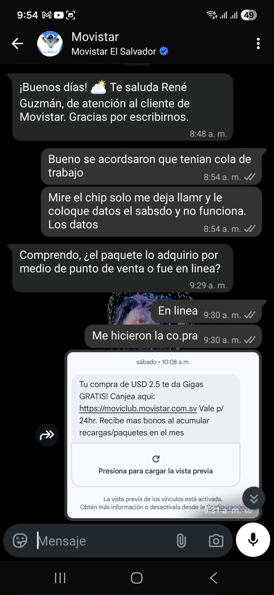 escolero24's tweet photo. @Defensoria_910 @movistar_sv @SIGETSV aqui esta donde el asesor de movistsr menciona que no se compro nada no entoendo como en este pais aun tengan compañias ladronas que le roban a los usuarios https://t.co/X4lGW2XMBw