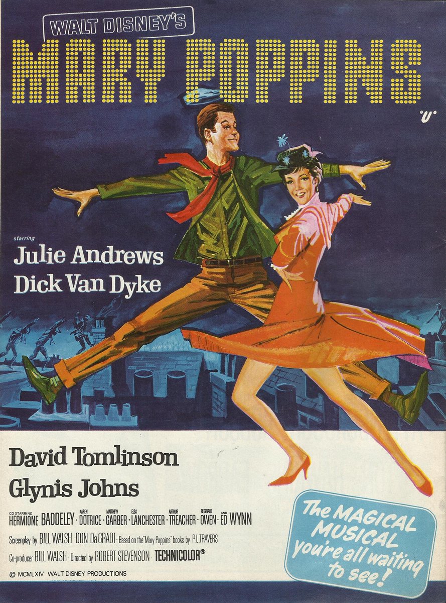 PrintFilm's tweet photo. Julie Andrews
&amp; Dick Van Dyke
in Walt Disney's
Mary Poppins.
Showtime November 1964. https://t.co/8gBWCaj5ab