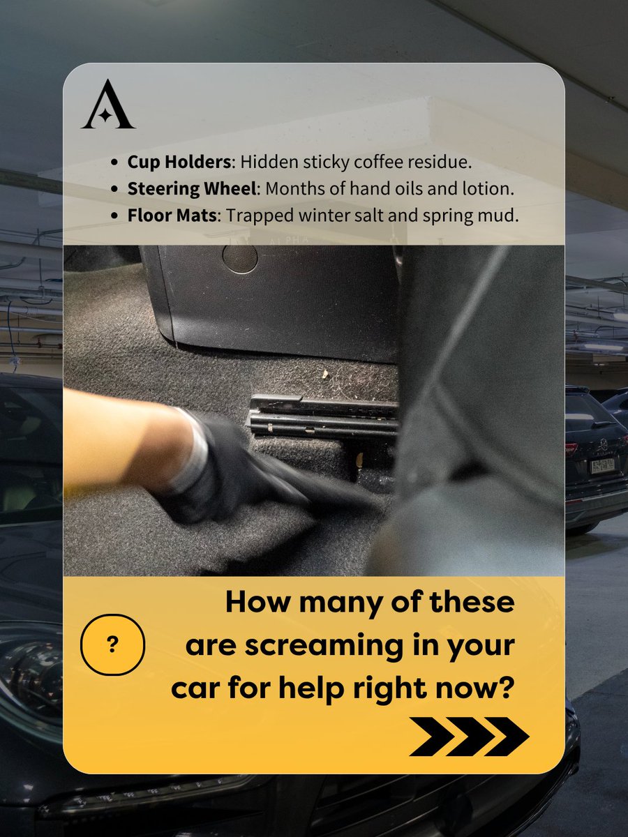 ALPHASHINE_IO's tweet photo. Be completely honest with us... we won't judge.😉 Drop your answer in the comments: Are you team "Regularly Detailed," or team "It's Been A While"? 👇🏼

#CarCommunity #CarCareTips #AutoDetailing #InteriorCleaning #TorontoCarDetailing https://t.co/lgCZpJCYL5