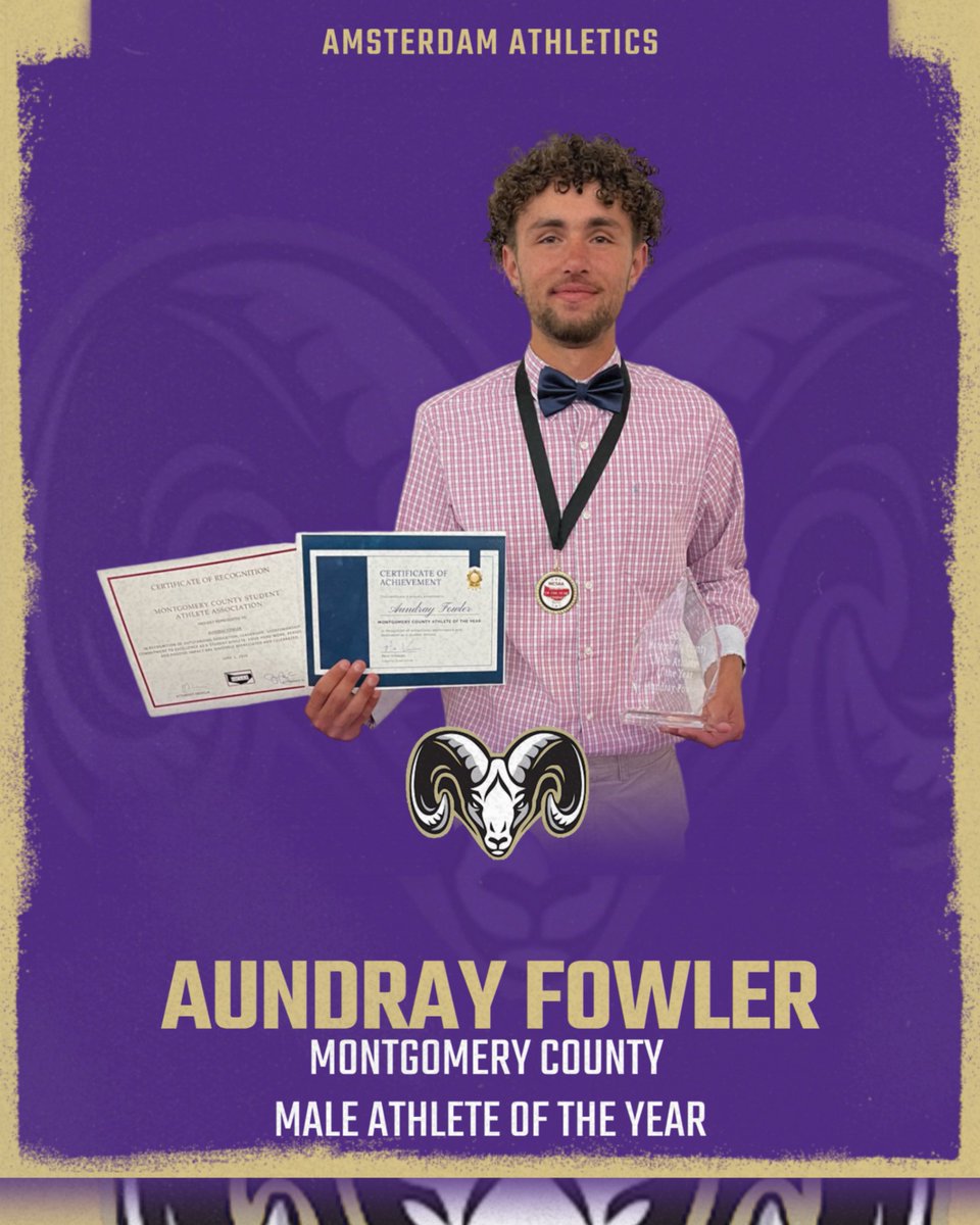 GASDAthletics's tweet photo. THE BEST IN THE COUNTY WEARS PURPLE &amp; GOLD. 🐏

CONGRATS TO AUNDRAY FOWLER — your 2026 Montgomery County Male Athlete of the Year!

Big-time athlete. Big-time leader. BIG-TIME RAM.
He didn’t just compete — he DOMINATED. 
The standard. The work ethic. The legacy!
AUNDRAY FOWLER💪 https://t.co/fnrZr3dzl3