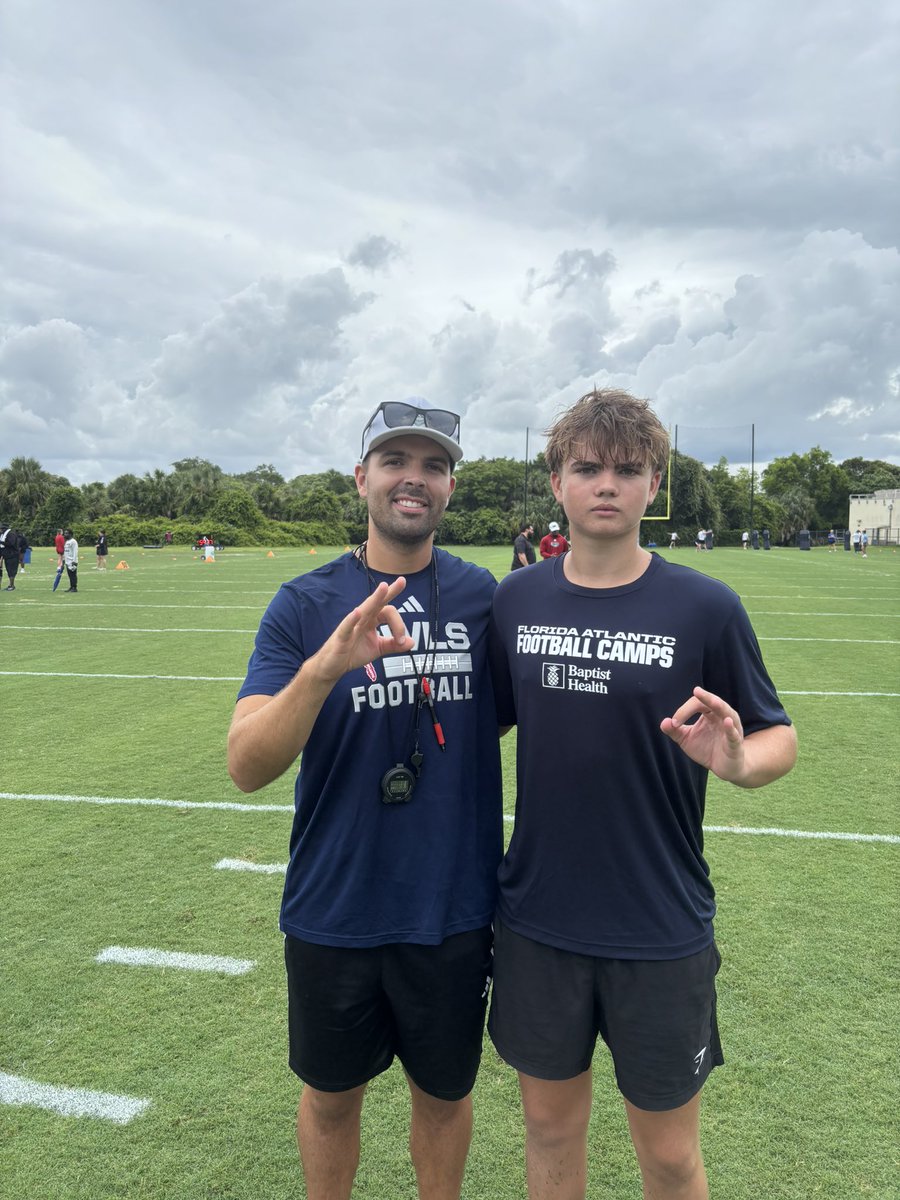 RileyMcGriff3's tweet photo. Had a great time camping at FAU 🦉 @CoachTuckerQB @Coach_Vasey @On3 https://t.co/kolsFVkOhu