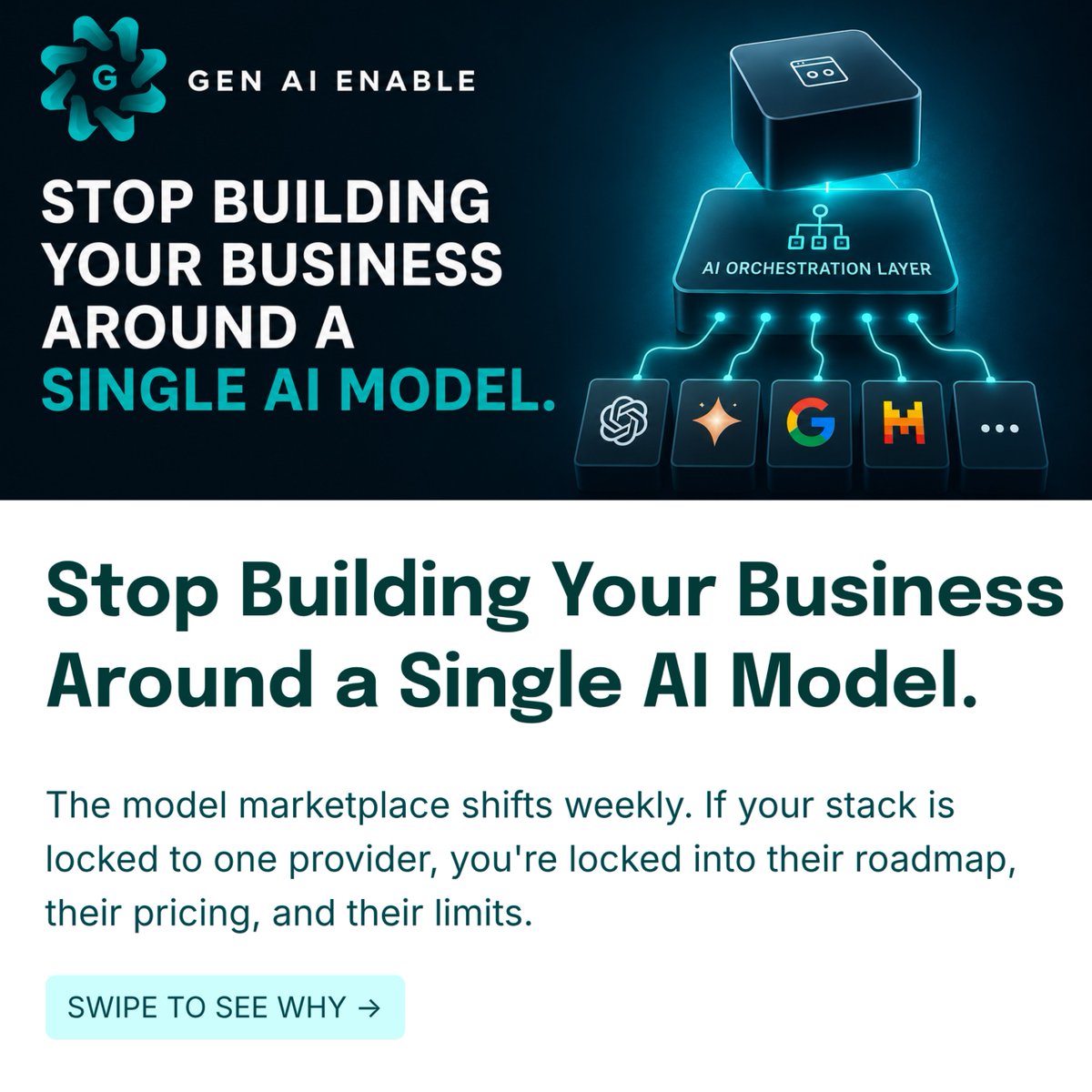 GenAIEnable's tweet photo. Choosing a specific AI model matters less than building a flexible, model-agnostic architecture.
#DataSecurity #ShadowAI #GenAIEnable #EnterpriseArchitecture #AIStrategy #TechGovernance #FutureProofing #EnterpriseAI #InformationSecurity #CloudInfrastructure https://t.co/pulOkl8nwa