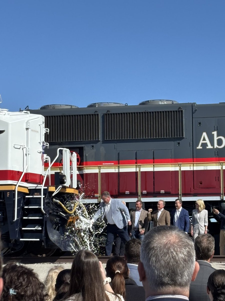 JNathanAnderson's tweet photo. Christening a new locomotive and building complex systems in space. 
What a day! 
Here are a few shots from the events. 
@UnionPacific @NASA @northropgrumman 

Champagne PC: @k2g2chinn 
#Artemis https://t.co/BnqAD6rl2G