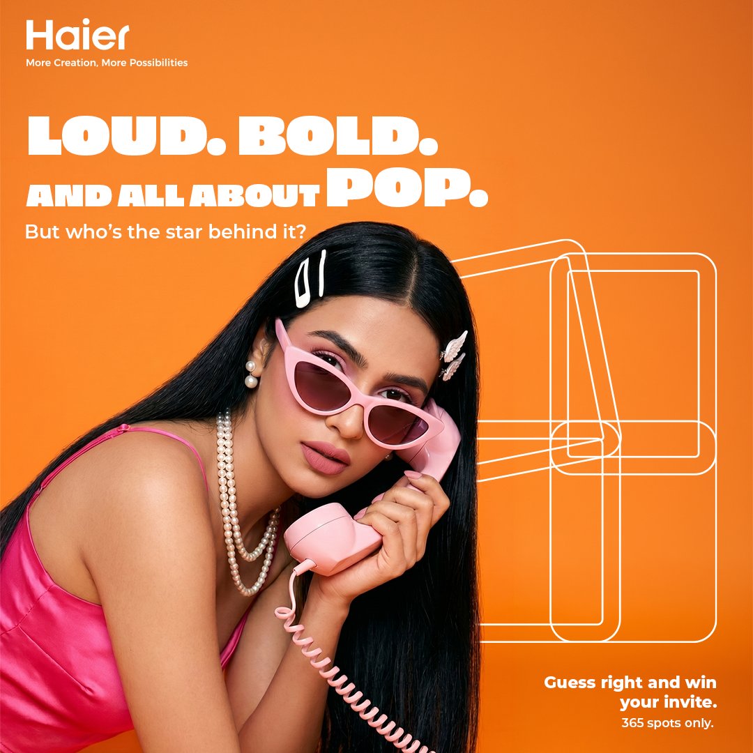 IndiaHaier's tweet photo. Ready to POP? ✨

Guess the mystery star and win an exclusive guest experience!

• Follow @IndiaHaier 
• Like this post
• Comment your guess

*T&amp;C Apply

#Haier #MoreCreationMorePossibilities #PopParty https://t.co/io3BJkY58n