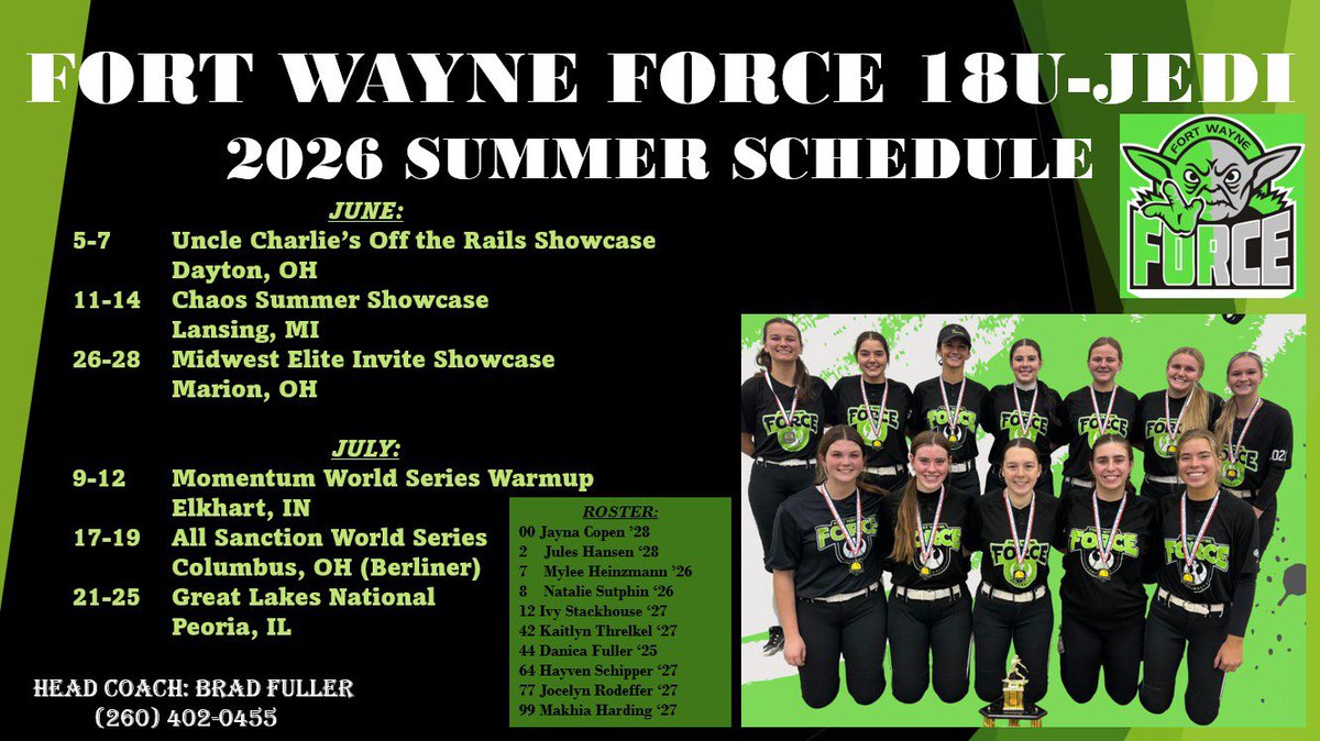 Jayna_double00's tweet photo. Excited to be back with my travel team and playing our first Showcase of the summer in Dayton, OH. this weekend.   We’d love to see you there!  Scheduled included.

@FWForce16uJedi 

@TiffinUSoftball @Paige_McMenemy @CUJacketsSB @coachkchapman @UFOilerSoftball @DloweOilerkid @DefiCollegeSB @JordanLOsborne @AshlandUSball @CoachJLPrice 
@MUCrusadersSB @pezzplayers @FSU_SB @schumann_jake
