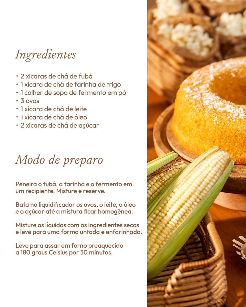Camicado's tweet photo. Eu ouvi festa junina? 🧏 Por aqui, já vou começar os trabalhos com um clássico bolo de fubá!

Clique aqui e prepare o seu: https://t.co/gfS30PosIy https://t.co/7LFaUbGLV0