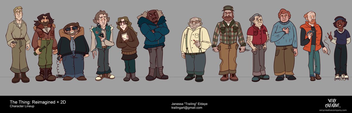 TrailingFeather's tweet photo. Behold! An absolute classic and still a gem today; The Thing reimagined into a 2D development! This is my design of the cast of the 1982 film.
#thething #digitalart #characterdesign #visdev #johncarpenter https://t.co/Ve5DhVCEQL