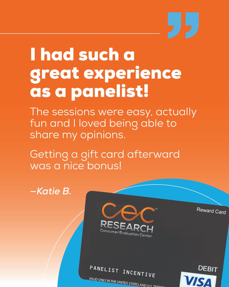 CECResearchNJ's tweet photo. We love hearing from happy panelists—and it’s no surprise! Sharing your opinion and getting rewarded with a gift card? That’s easy money. Visit https://t.co/CMWXt5OuZp to learn more! https://t.co/WCG3HvZqeO