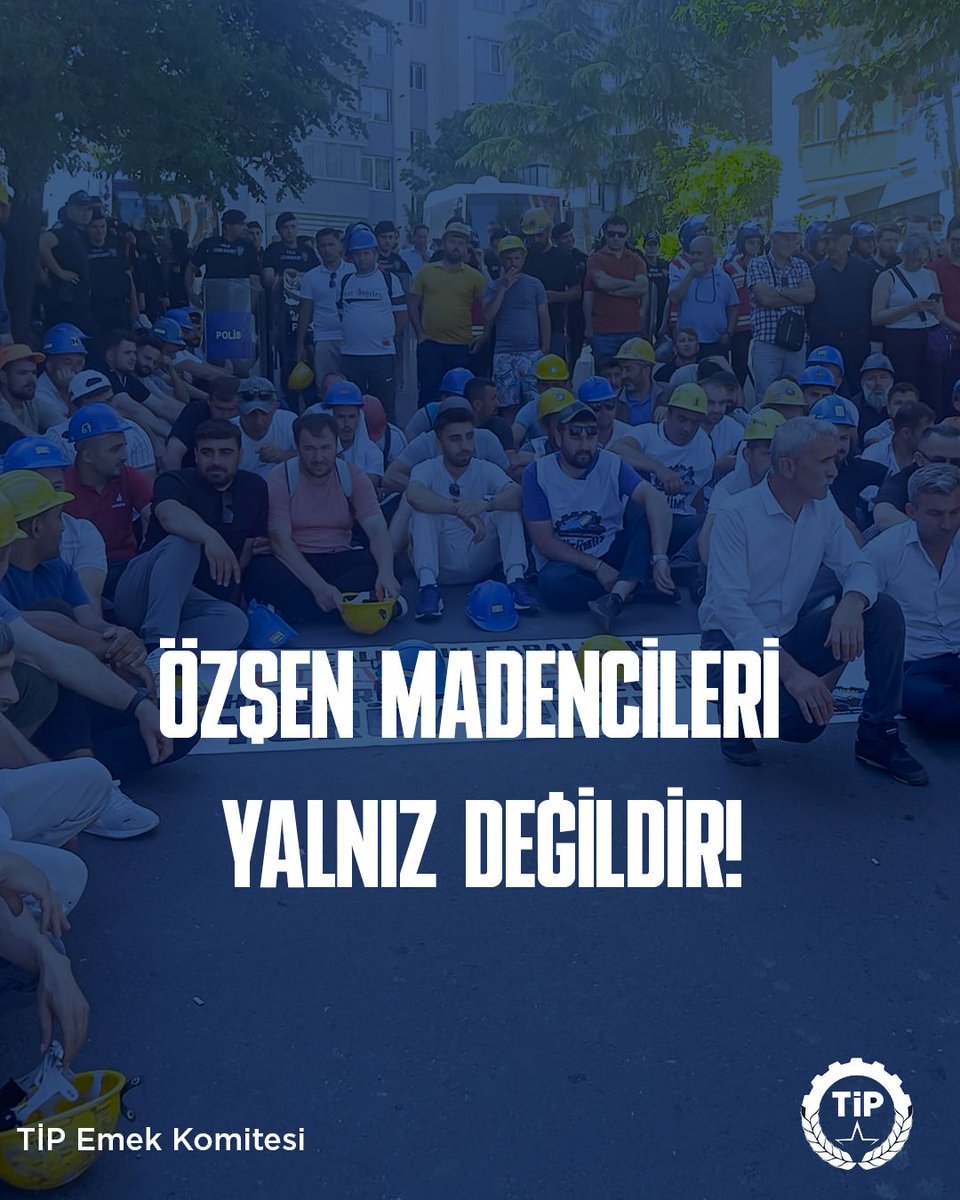 TipEmek's tweet photo. Özşen Madencileri Yalnız Değildir!

Kiremitçiler Grup'a ait Özşen Madencilik'te çalışan madenciler; 3 aydır ödenmeyen maaşları ile 1 yıldır ödenmemiş mesai ücretlerinin ödenmesi ve tazminatsız işten çıkarılan arkadaşlarının işe geri alınması talebiyle Bağımsız Maden İş öncülüğünde direnişe geçti. Partimiz ilk günden beri direnen madencilerle dayanışma içindedir. 

Bugün, direnişin 15. gününde, Tekirdağ'da bulunan Kiremitçiler Grup ofisi önüne yürüyen madencilerin yolu defalarca kolluk kuvvetleri tatafından kesildi. Madenciler yolu açtı ve ofis önüne ulaştı. Oradaki eylemleri sürüyor. 

Haklarını almadan mücadeleyi bırakmayacaklarını söyleyen madenci dostlarımızın yanında, sermayenin ve sermayeye kol kanat geren iktidar ile kolluk kuvvetlerinin karşısındayız.