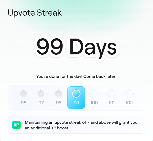PrisonSBF's tweet photo. 99 days voting streak on @Abstract_Eco 
just 1 to go till the first big milestone👀 https://t.co/BpagjQumCq