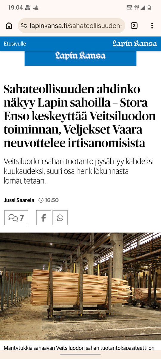 SauliMartimo's tweet photo. Ahneilla on pask...loppu. Reipas 4v  sitten sahat lähes ryöstivät rakentajat ylihinnoilla ilman mitään sääliä. Sahatavarasta joutui maksamaan miltei tonnin m3. Sahat perustelivat ryöstöhintoja hyvin vetävillä markkinoilla. No. Onnea vaan asiakassuhteisiin jatkossakin. https://t.co/IGPCB0JP4S