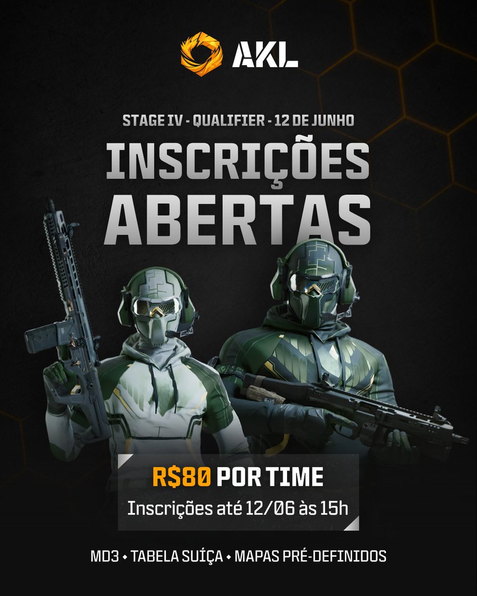 AKL_Torneios's tweet photo. As inscrições para a próxima etapa da #AKL já estão abertas! 

Monte seu time e garanta sua vaga no Qualifier do Stage IV.

Inscrições até 12/06 às 15h
R$80 por time
Formato MD3
Tabela Suíça
Mapas pré-definidos

Inscrições pelo Discord
https://t.co/Dncwjqm3vO https://t.co/fx2eB3NVBx