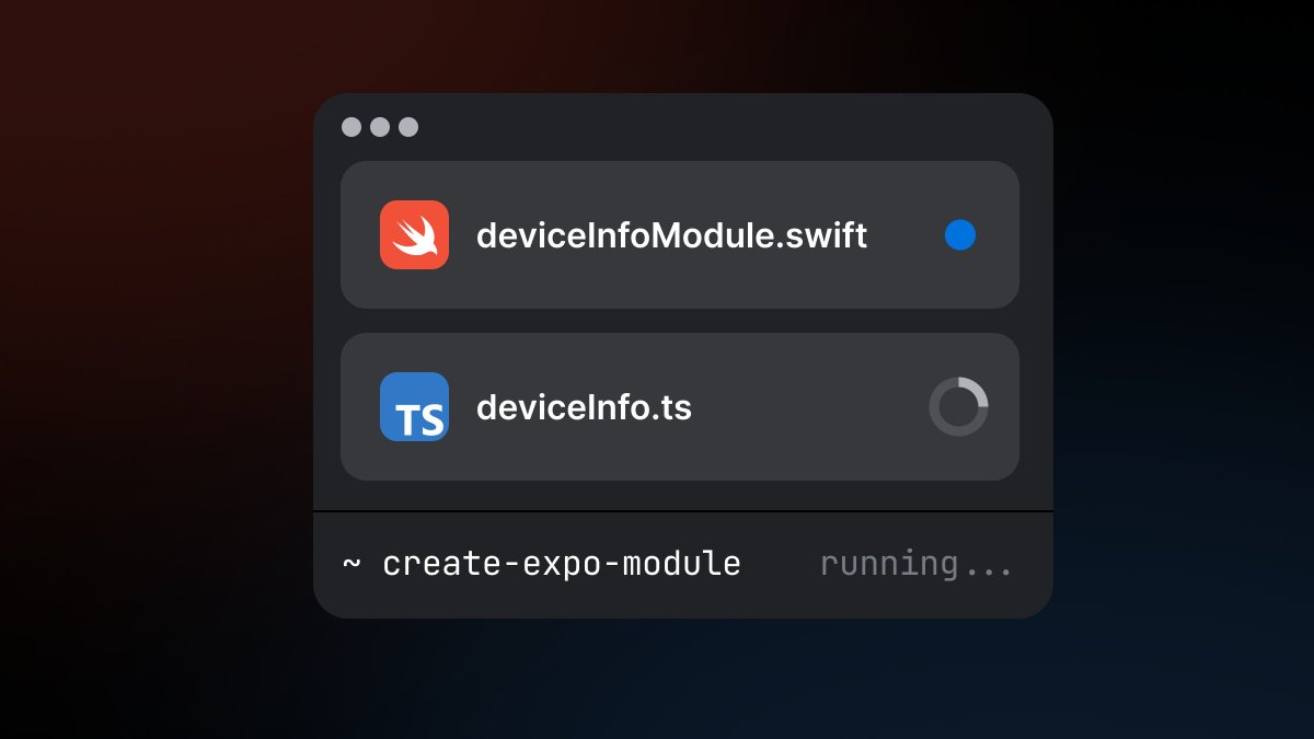 expo's tweet photo. 1. Add your folder to 𝚠𝚊𝚝𝚌𝚑𝚎𝚍𝙳𝚒𝚛𝚎𝚌𝚝𝚘𝚛𝚒𝚎𝚜 in the app config 
2. Run 𝚗𝚙𝚡 𝚎𝚡𝚙𝚘 𝚙𝚛𝚎𝚋𝚞𝚒𝚕𝚍

Any Swift or Kotlin file in that folder gets compiled and autolinked. Grab it from JS with 𝚛𝚎𝚚𝚞𝚒𝚛𝚎𝙽𝚊𝚝𝚒𝚟𝚎𝙼𝚘𝚍𝚞𝚕𝚎('𝙸𝚗𝚕𝚒𝚗𝚎𝙼𝚘𝚍𝚞𝚕𝚎').

You can also stop writing TypeScript interfaces by hand. The new 𝚎𝚡𝚙𝚘-𝚝𝚢𝚙𝚎-𝚒𝚗𝚏𝚘𝚛𝚖𝚊𝚝𝚒𝚘𝚗 package reads your Swift module and generates the matching TS types. Leave it in watch mode and they update as you edit the native code.

Full post here: https://t.co/mdS8O3dK2h