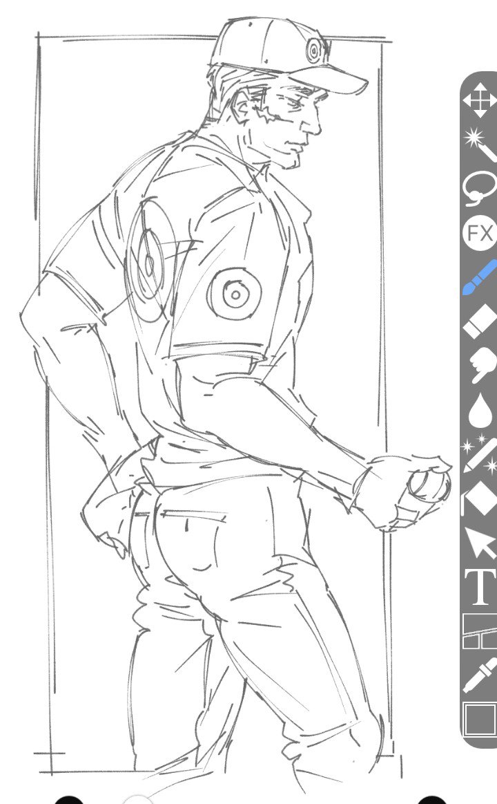 shoegazeti's tweet photo. baseballer dex uh huh 😋 
#dex #bullseye #doodle https://t.co/XGdiyvaQt4