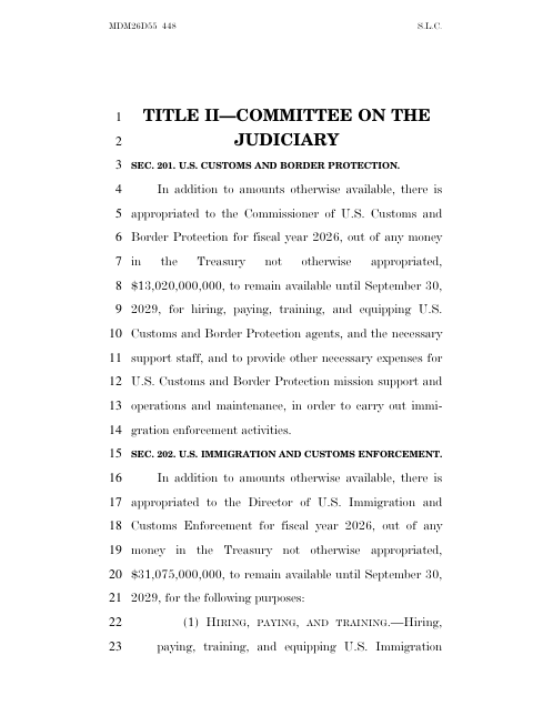 BenjaminSWeiss's tweet photo. UPDATED JUDICIARY RECONCILIATION TEXT IS OUT:
🚔$13B for CBP
🧊$31B for ICE
🚨$350M for ICE detention &amp; transportation
🏛️DOJ funding stripped out
👠No ballroom security funds (struck by parliamentarian) https://t.co/k657tufuzo