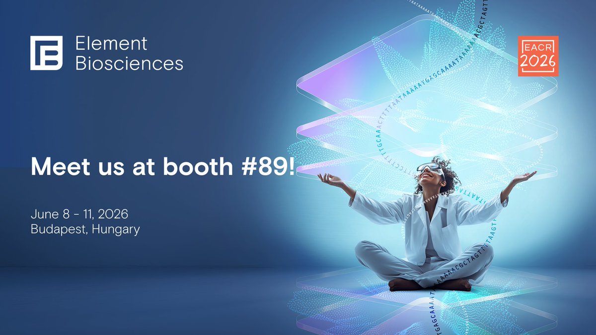 ElemBio's tweet photo. 📍 EACR 2026 starts next week!

We’ll be at booth #89 talking about cancer biology research workflows spanning sequencing, screening, and spatial applications.

Don’t miss our Industry Spotlight Session: Revealing a Deeper View of Cancer with 5D Biology 📅 Monday, June 8 | ⏰ 7:15–7:30 PM

https://t.co/xJIOB6ZUvw

#EACR2026 #AVITI24