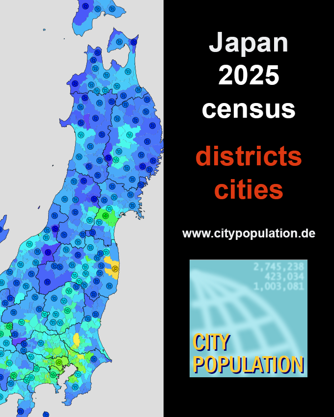 citypopulation's tweet photo. #Japan: preliminary results of 2025 #population #census are added to #prefectures, districts, #cities, #towns, municipalities and #wards - https://t.co/ZkxR4ykV9b https://t.co/5zjsdX6J9s